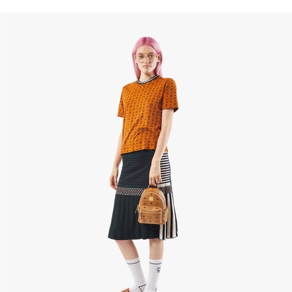 MCM Stark Bebe Boo Backpack in Visetos. Size X-Mini, Color - Cognac | COGNAC - Picture 7 of 8